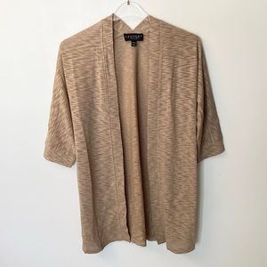 NWT Laundry by Shelli Segal 3/4 Sleeve Spacedye Open Cardigan - Tan - S